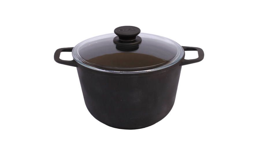 Oala fonta cu capac sticla 6l