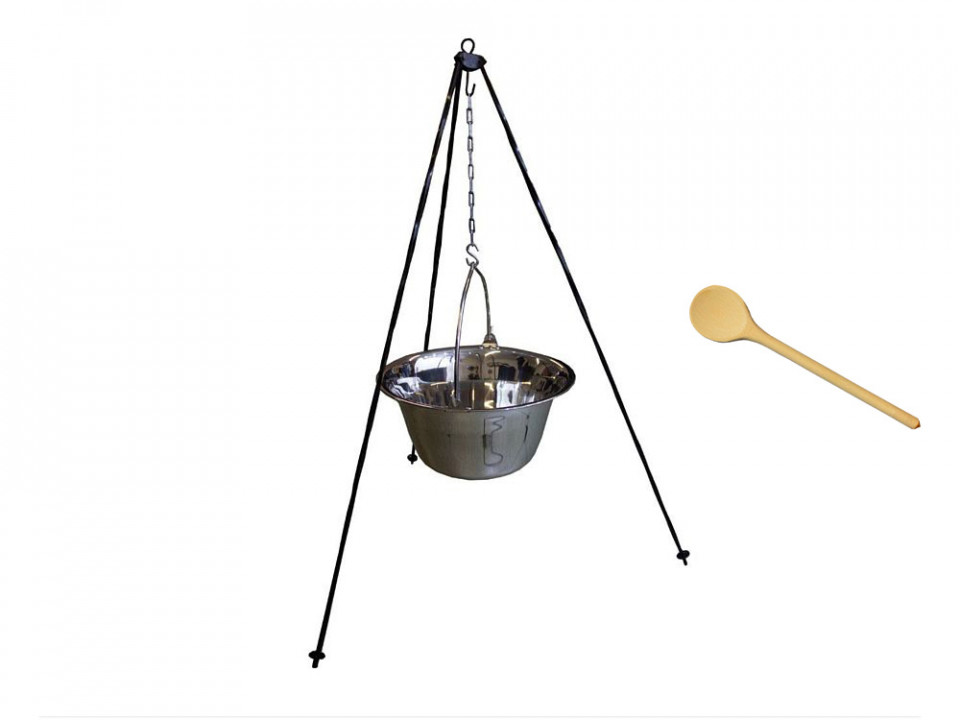 Set ceaun inox 6lit. tip gros cu suport 1,2m si lingura de lemn 40cm