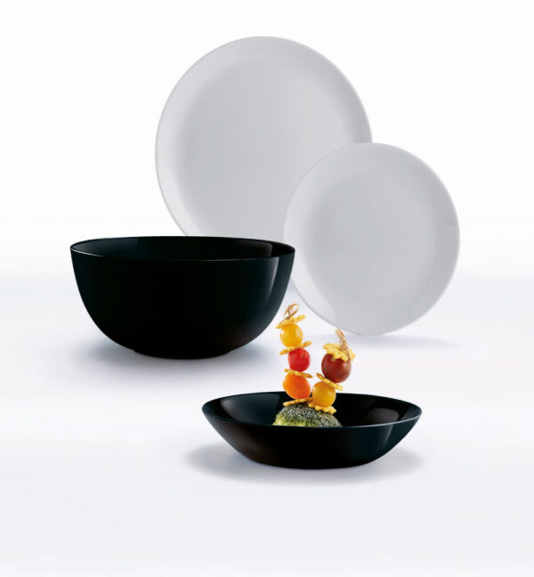 Set de veselă DIWALI NEGRU–GRI, 19 piese