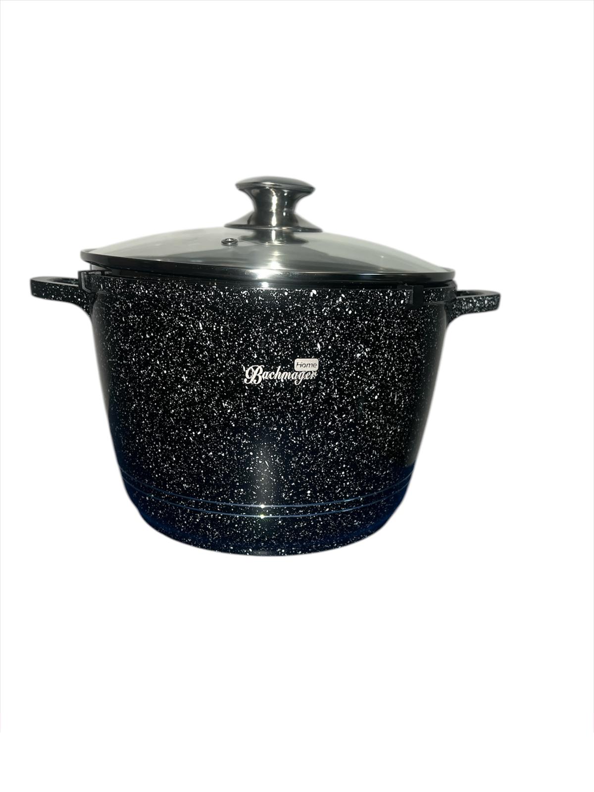 Oală antiaderentă cu capac sticla 24cm negru 6 l