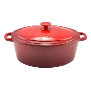 Oală de copt din fontă emailată pentru rață, roșie, 32 cm, capacitate 6,2 litri