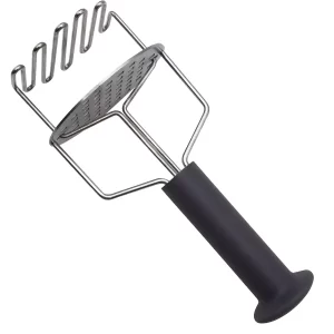 Zdrobitor de cartofi din oțel inoxidabil cu mâner acoperit cu cauciuc și suprafață dublă