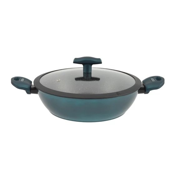 Cratita joasa din aluminiu cu strat antiderapant și capac de sticlă sea line 28 cm, pentru inducție