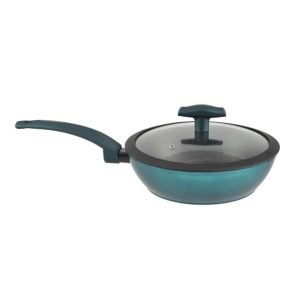 Wok din aluminiu cu strat antiderapant și capac de sticlă sea line 24 cm, pentru inducție