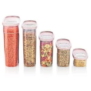 Recipient pentru depozitarea alimentelor uscate cu gura de turnare blocabilă 0,6l