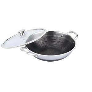Wok din oțel inoxidabil cu capac de 28 cm