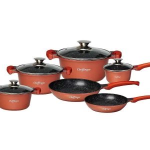 set de vase cheffinger 10 bucati cu strat antiaderent gold