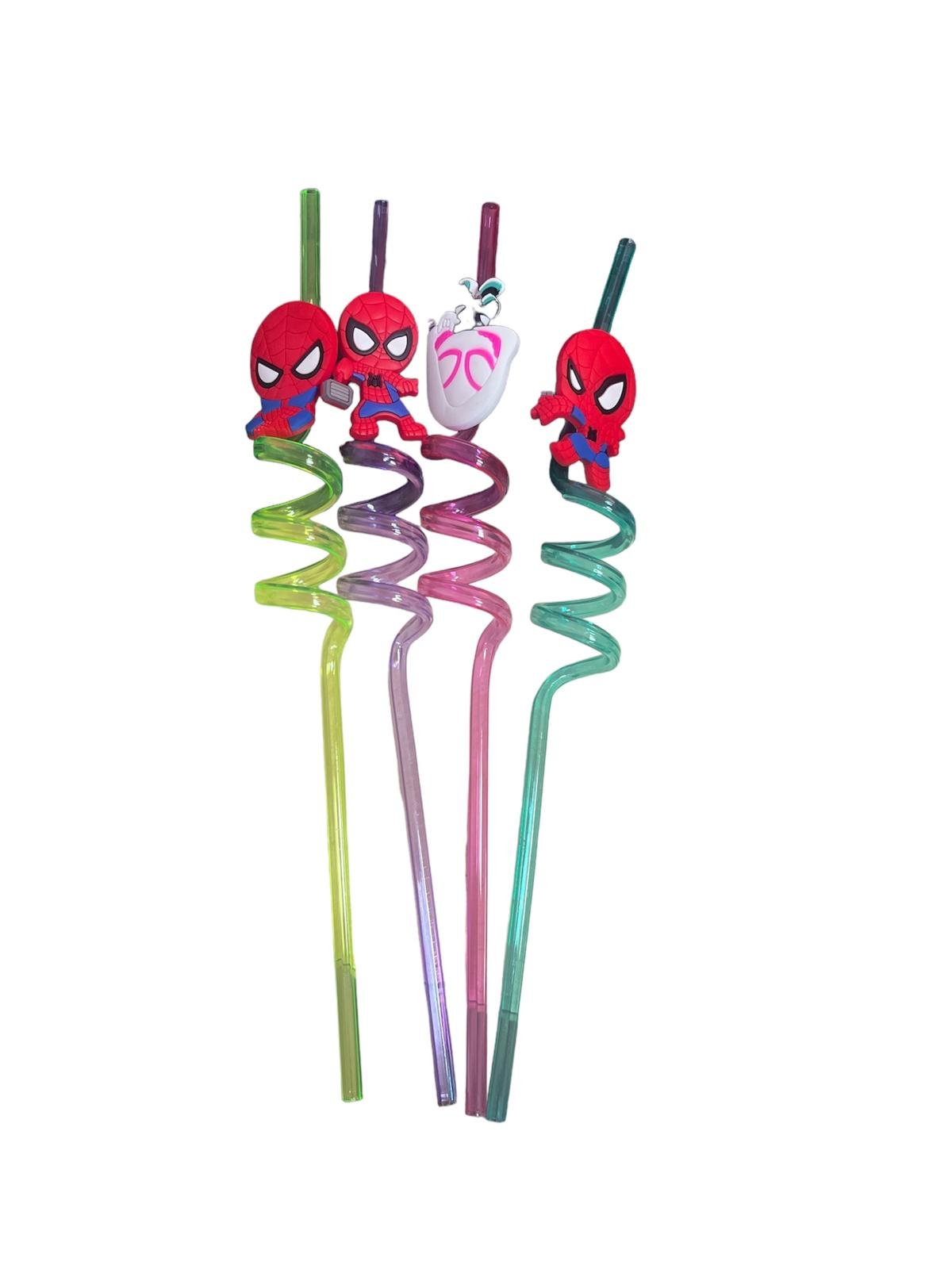 4 bucăți paiuri pentru petrecere de ziua copilului, tematică spider-man