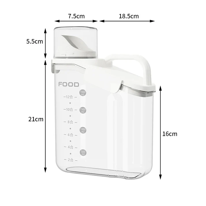 Recipient pentru orez și cereale, cu pahar măsurător, 2000 ml