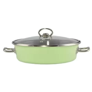 Tigaie emailată verde elite de 24 cm cu capac din sticlă