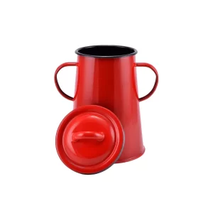 Bidon  roșu smălțuit pentru untură 2 litri