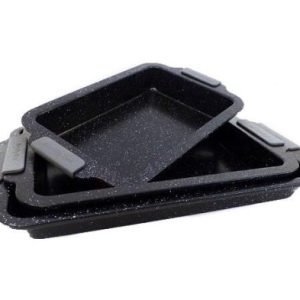 Royalty line set de tăvi antiaderente cu acoperire din marmură, negru, 3 piese