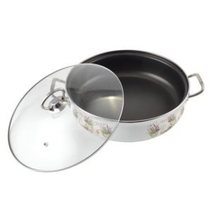 Cratita emailata de prăjit cu capac sticla 26cm