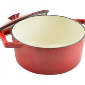 Cratita fonta emailata cu capac 24cm rosu