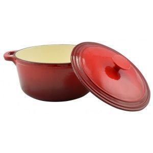 Cratiță din fontă emailată cu capac, 24 cm, culoare roșie