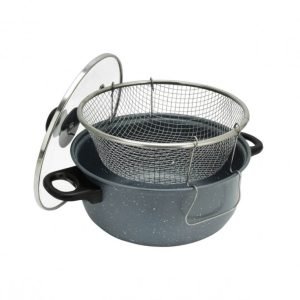 Cratita non stick cu sita și capac de sticla de prăjit cartofi