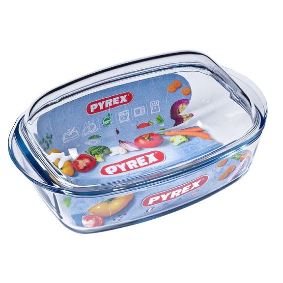 Vas termorezistent rectangular cu capac 6.5l pyrex essentials