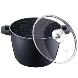 oală acoperita cu marmura și capac sticla 24cm