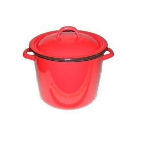 oală emailata 15l rosie cu capac