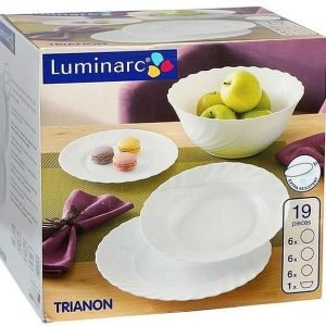 set serviciu de masa luminarc trianon ,19 piese, alb
