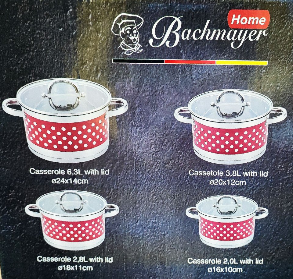 set oale de gatit inox cu capac sticla 4buc