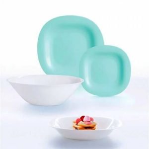 set serviciu de masa luminarc carine, 19 piese, turquoise&white