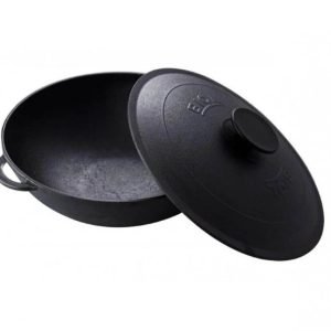 Wok din fonta cu capac fonta 30cm