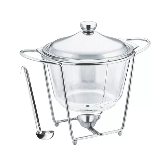 Bol pentru supă cu suport încălzitor și polonic 4L, borosilicată