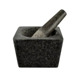 Mojar pătrat din granit cu pistil 13×13×8,5 cm