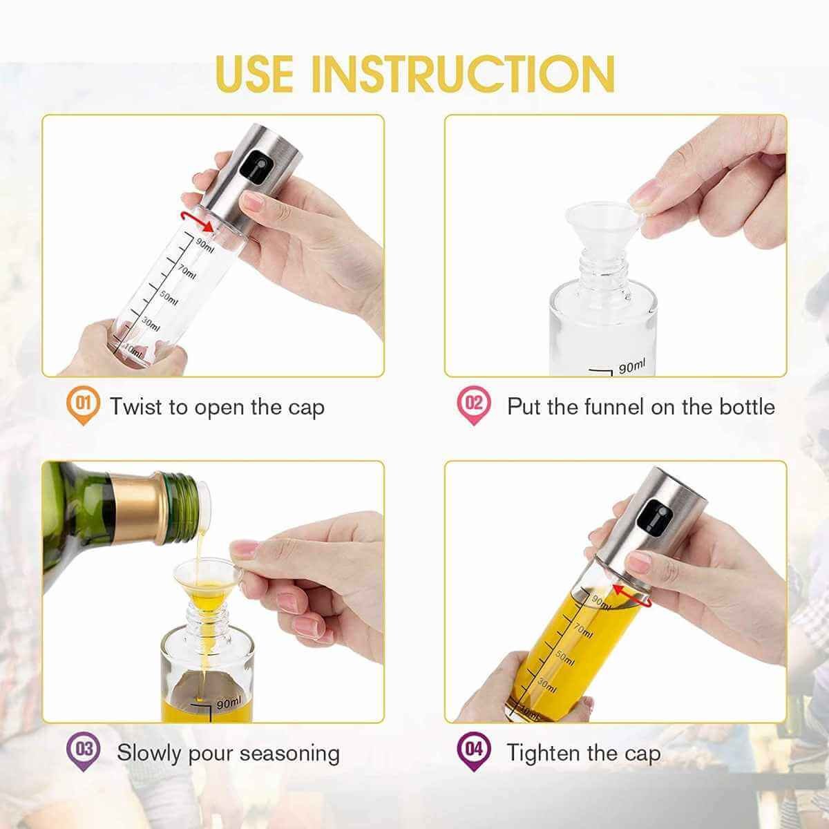 Set pulverizator de ulei sau oțet 100ml - 4buc