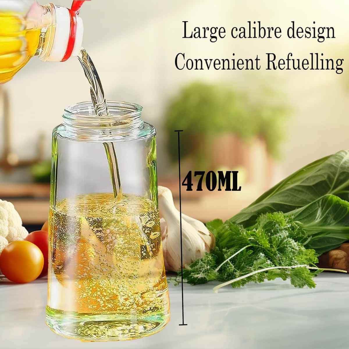 2 în 1 - Sticlă pulverizator pentru ulei, 470 ml