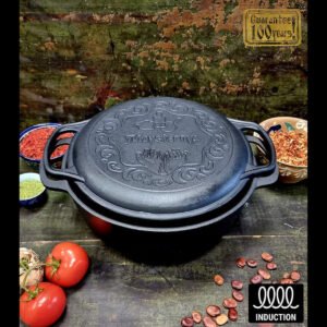 Ceaun din fontă cu capac din fontă, 5 litri, 26 cm