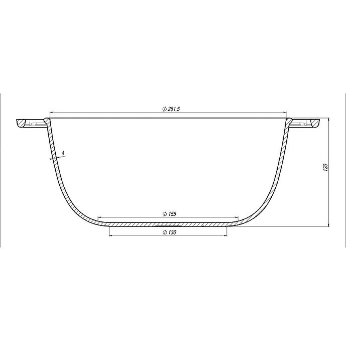 Ceaun din fontă cu capac din fontă, 5 litri, 26 cm