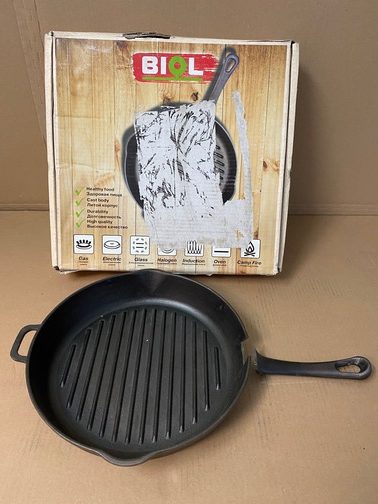 Tigaie-grill fonta rotunda 28cm cu manerul rupt
