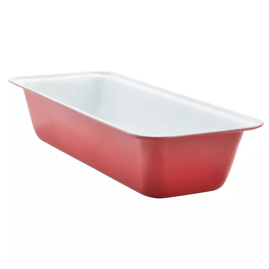 Tavă de pâine acoperită cu ceramică și formă de pâine cu fructe