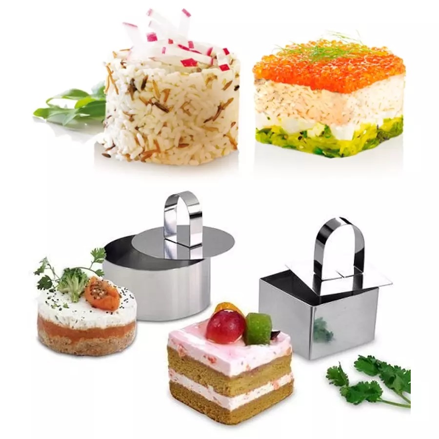 Set pentru modelarea alimentelor, patrat, cu presor, 6x6cm