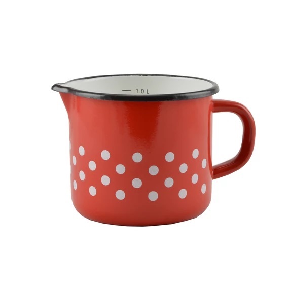 Cană emailată cu cioc, 1 L, ideală pentru ceai și cafea