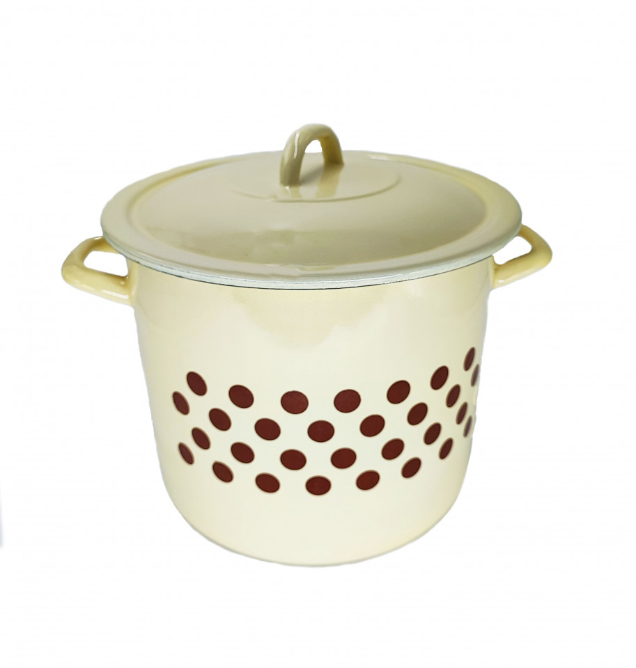 Oala emailata 15l bej cu buline cu capac (copie)