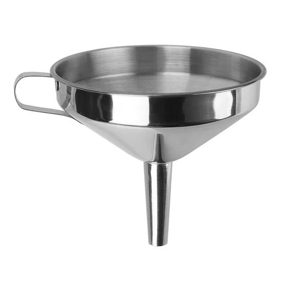Pâlnie din oțel inoxidabil cu diametrul de 10 cm și mâner practic