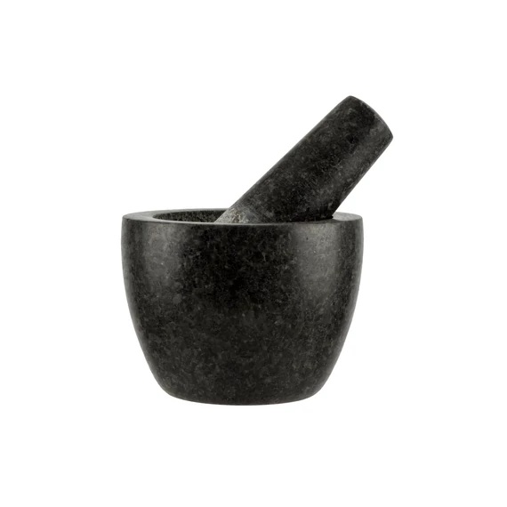 Mojar din granit cu pereți drepți și pistil, 9,5×7,2 cm