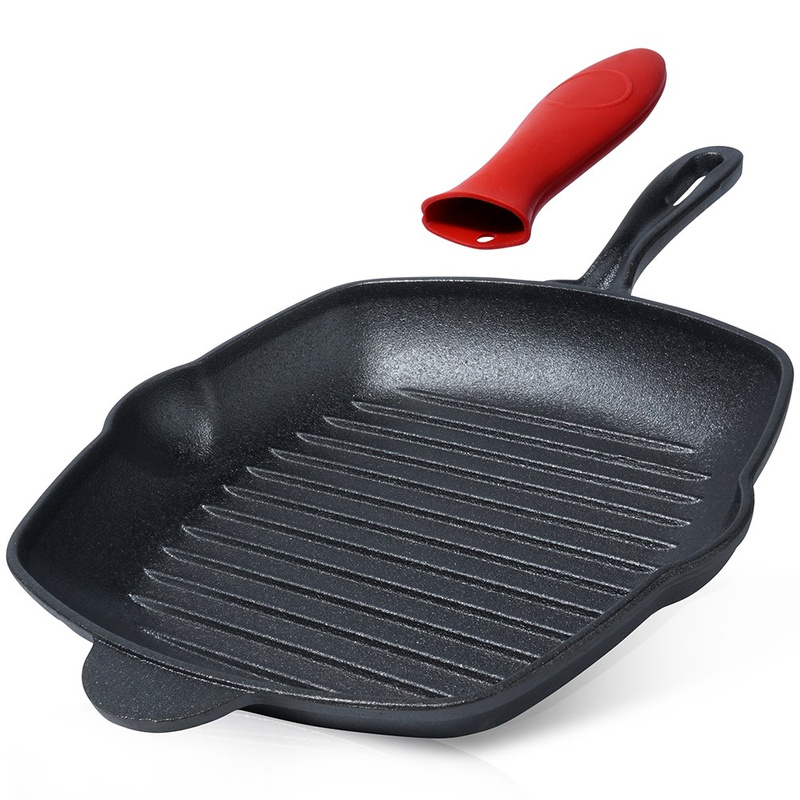 Loading Tigaie de grătar patrata din fontă cu protectie din silicon pentru maner - CAST LINE 28×28 cm