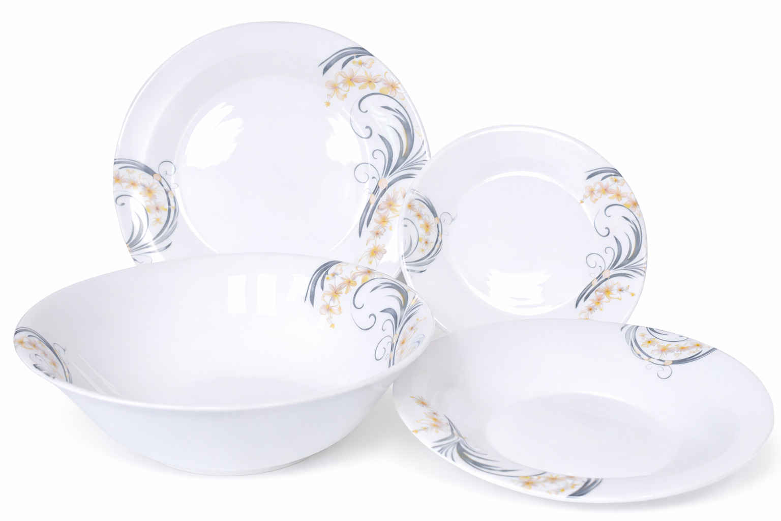 Loading Set de tacamuri rotunde din portelan OPAL - 19 piese, roz-gri
