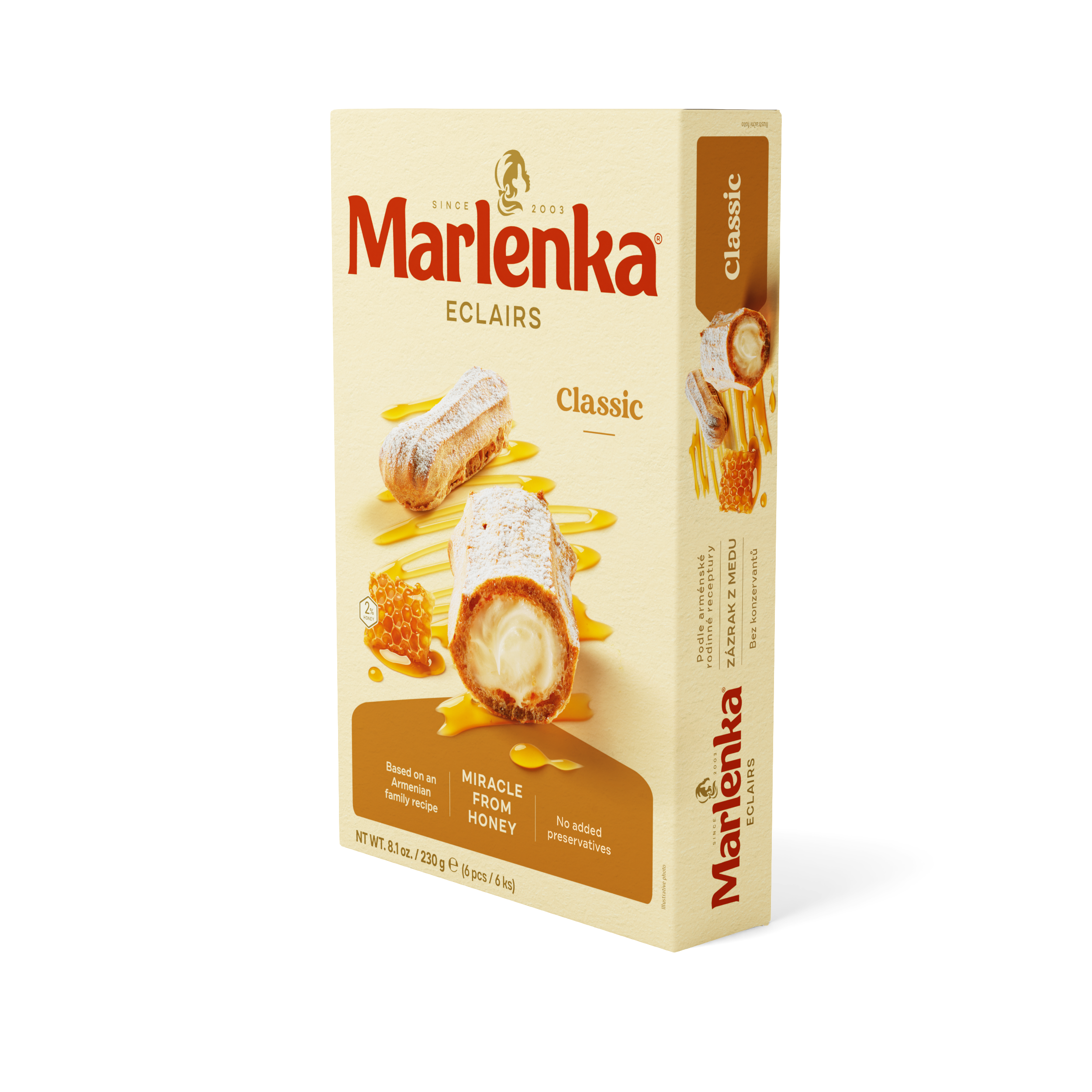 Eclaire Marlenka cu Cremă de Vanilie 230g – Desert Fără Conservanți, cu Miere Naturală și Gust Autentic