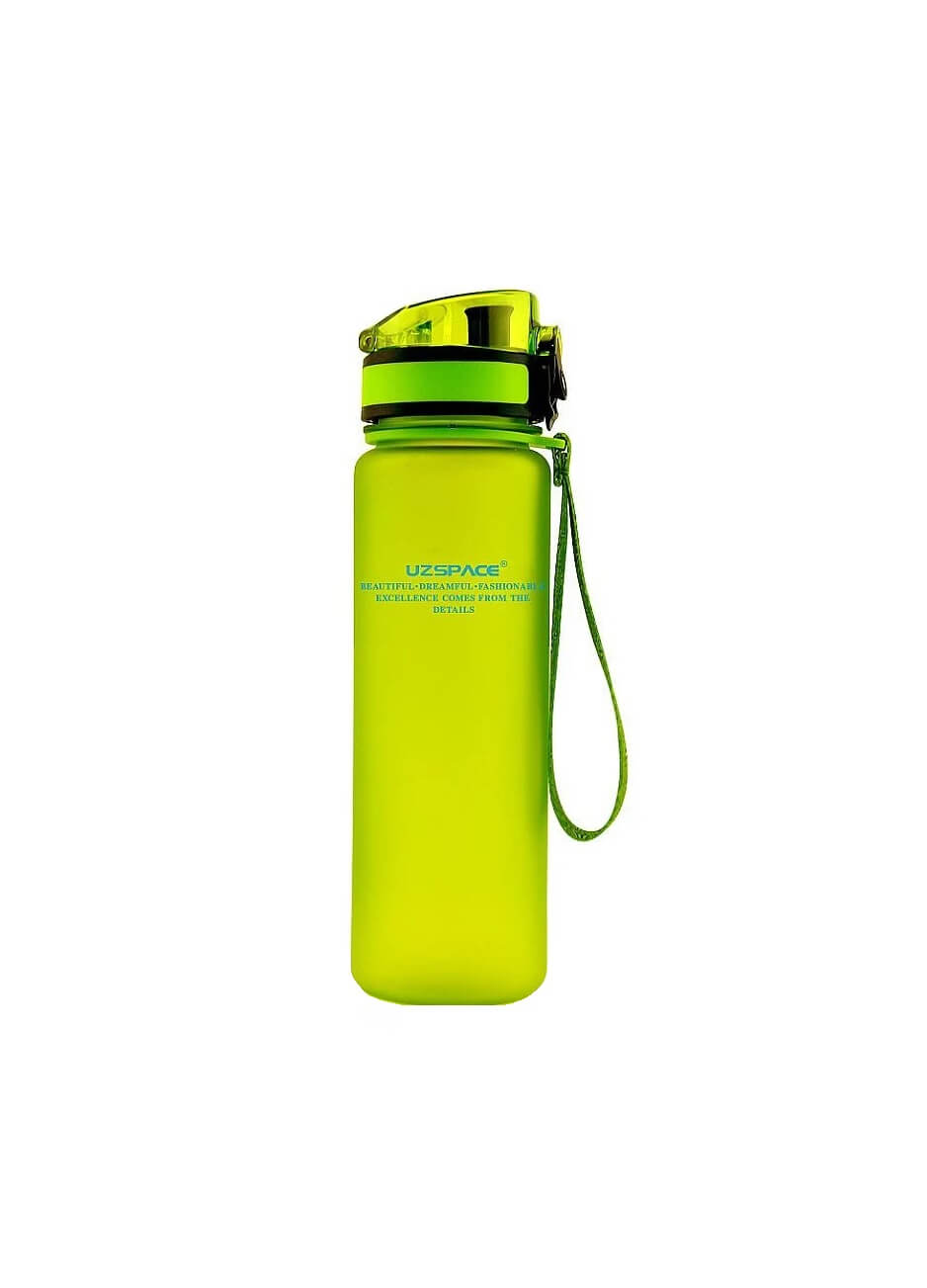 Sticla apa Uzspace Tritan, fara BPA cu capac 650ml verde lamaie
