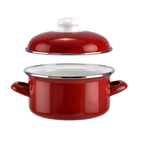 Cratiță emailată bordo cu capac, 22 cm, 4 litri