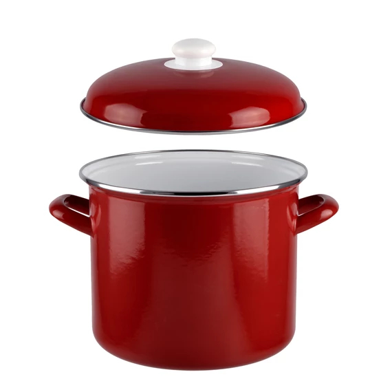 Oală emailată bordo cu capac, 18 cm, 4 litri