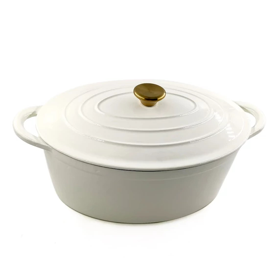 Vas oval pentru rață din fontă emailată, 30 cm, 4,2 l, albs