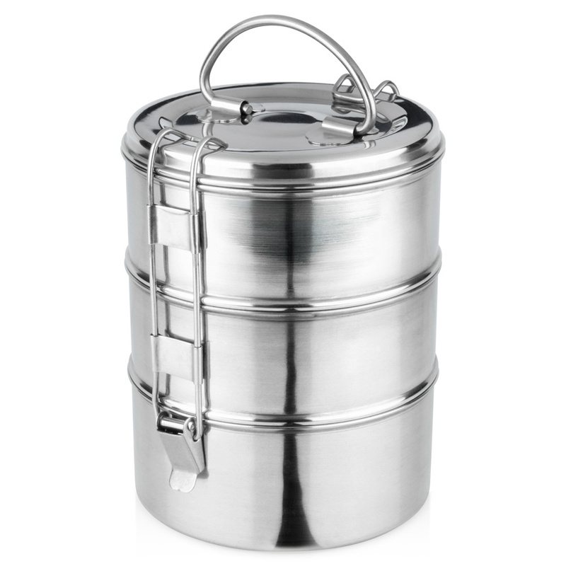 Recipient pentru alimente din inox, 3 nivele, 3 × 900 ml