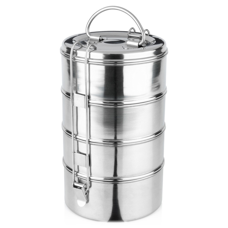 Recipient pentru alimente din inox, 4 nivele, 4×900 ml