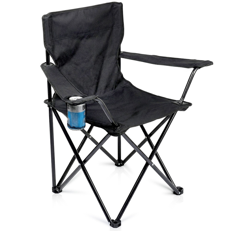 Scaun turistic pliabil pentru pescuit, cu husă de transport, negru, 76 × 45 × 80 cm